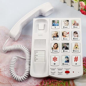 MaGiLL Big Button Cord Phone for Seniors with Picture Memory Key and Amplifier