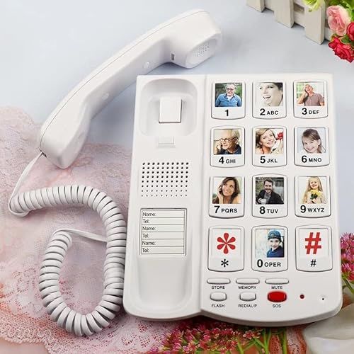 MaGiLL Big Button Cord Phone for Seniors with Picture Memory Key and Amplifier