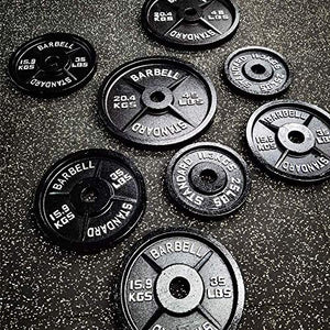 Olympic Barbell Weight Plates 2 Inch Hole Solid Cast Iron Barbell Weight Plates 25 Lb, 35 Lb, 45 Lb, Strength Training, Weightlifting, Bodybuilding,Powerlifting,Sold in Pair Plates (45LBs-1pair)