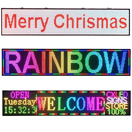 CX PH10MM Scrolling led Sign 77’’x14’’Full Color LED Message Display Control for Business Ad Board