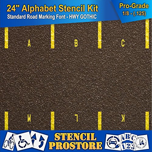 Pavement Stencils - 24 inch Alphabet KIT Stencil Set - (28 Piece) - 24" x 9" x 1/8" (128 mil) - Pro-Grade