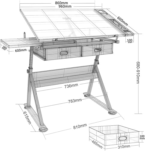 OGRAFF Drafting Table Height Adjustable Tiltable Craft Desk with Storage Maple Panel Art Desk