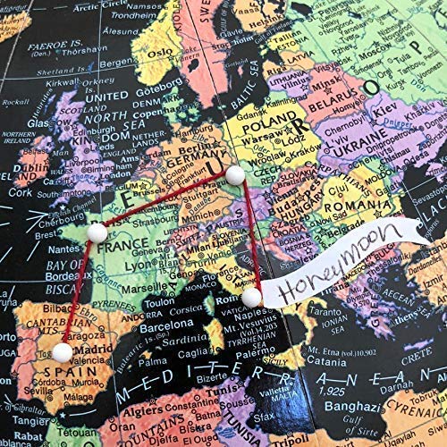 Push Pin Globe Black, World Globe with Pins