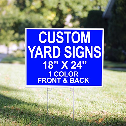 100 Bundle (quantity) - 18"x24" Custom Yard Signs - Plastic Lawn Signs - Print Double Sided - Front & Back (24"x18")