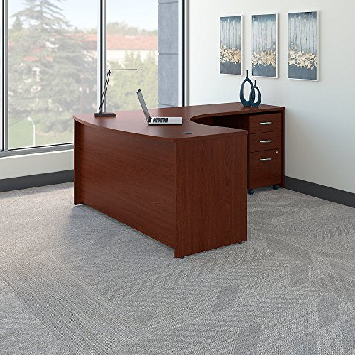 Bush Business Furniture Series C Right Handed L Shaped Desk with Mobile File Cabinet in Mahogany