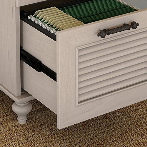 kathy ireland Home by Bush Furniture Volcano Dusk 51W Desk with 3 Drawer Pedestal in Driftwood Dreams