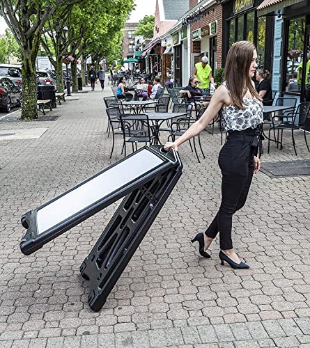 Accent Printing & Signs A-Plus Deluxe Message Board Sign 27*48inch| Large Rolling Double-Sided A-Frame Sidewalk Sign with Letters & Numbers | Outdoor Folding Sandwich Board White