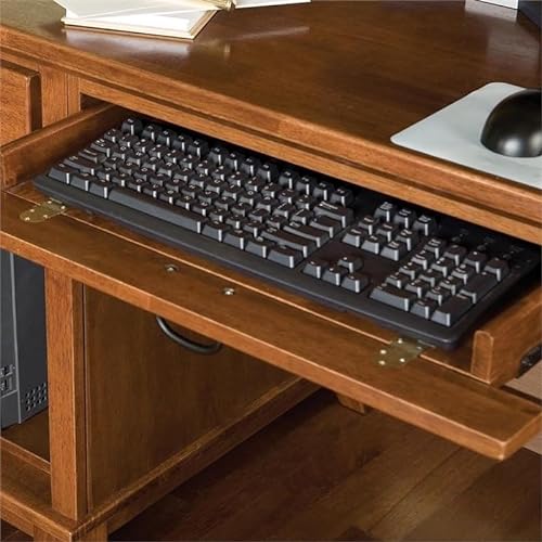 Bowery Hill Cottage Oak Wood Pedestal Desk with Hutch