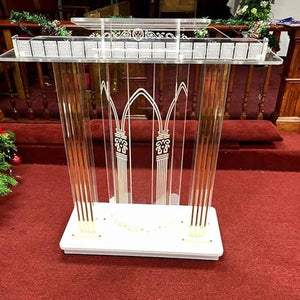 JOuan Acrylic Church Podium Stand with Wheels