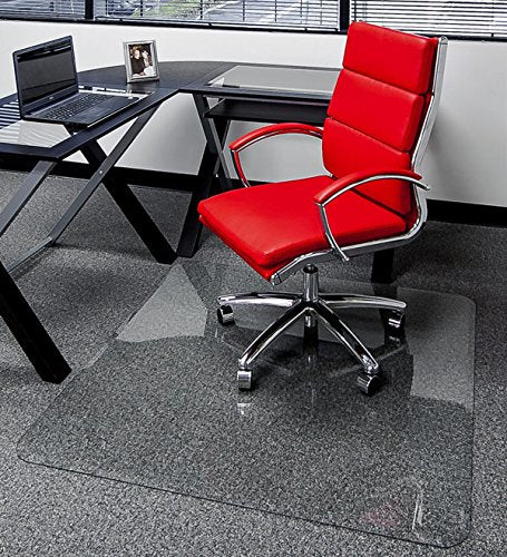 American Floor Mats Premium Glass Chair Mat 48" x 52" with Lip | 99yr Warranty | No Crack, Dent or Scratch | Carpet or Hard Floor | Beveled Edges