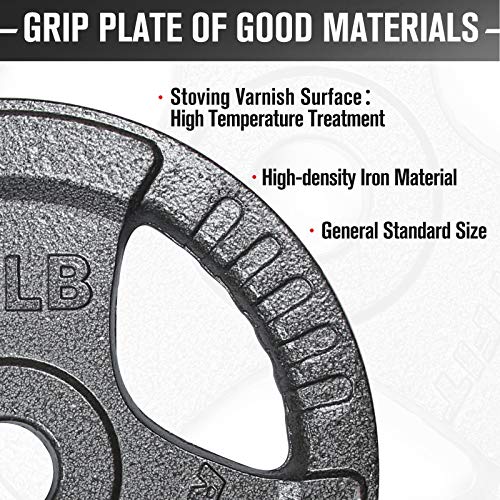 RitFit Grip Plate for Barbell, 2-inch Iron Olympic Weight Plate for Weightlifting and Strength Training in Home & Gym(45LB, Pair)