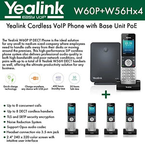 Yealink IP Phone W60P is a bundle of W60B base and W56H handset + (4-UNITS) W56H Handset