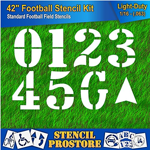 Athletic Marking Stencils - 42 inch - Football Field Number Stencils - (8 Piece) - 42" x 30" x 1/16" (63 mil) - Light-Duty