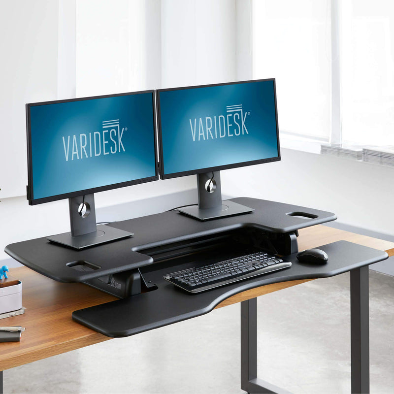 VARIDESK – Height Adjustable Standing Desk Converter – ProPlus 48 – Stand Up Desk for Dual Monitors – Black