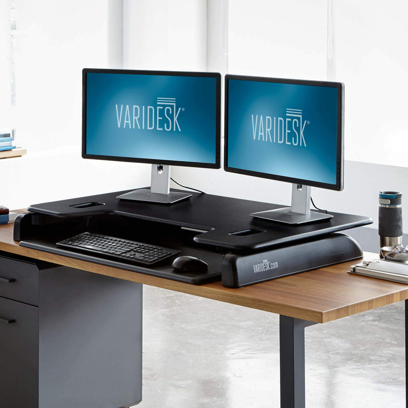 VARIDESK – Taller Height Adjustable Standing Desk Converter– Exec 40 – Stand Up Desk for Dual Monitors
