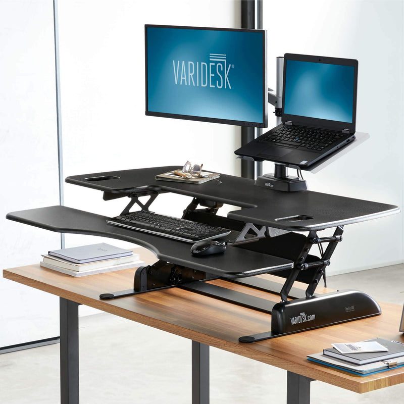 VARIDESK – Height Adjustable Standing Desk Converter – ProPlus 48 – Stand Up Desk for Dual Monitors – Black