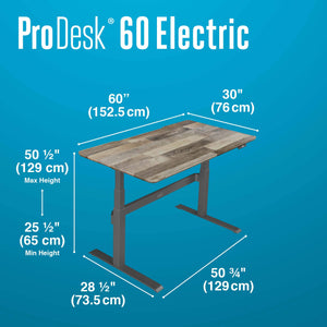 VARIDESK – Full Electric Desk – PRODESK 60 Electric Reclaimed Wood - 3-Button Memory Settings