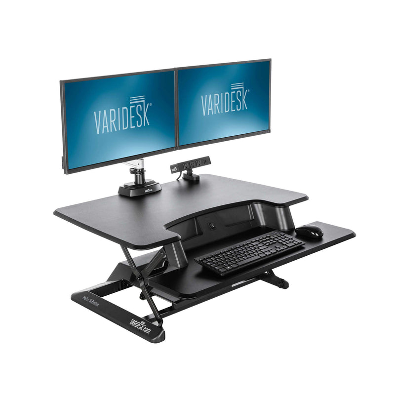 VARIDESK – Height Adjustable Standing Desk Converter - ProPlus 36 Electric & PowerHub – Stand Up Desk for Dual Monitors
