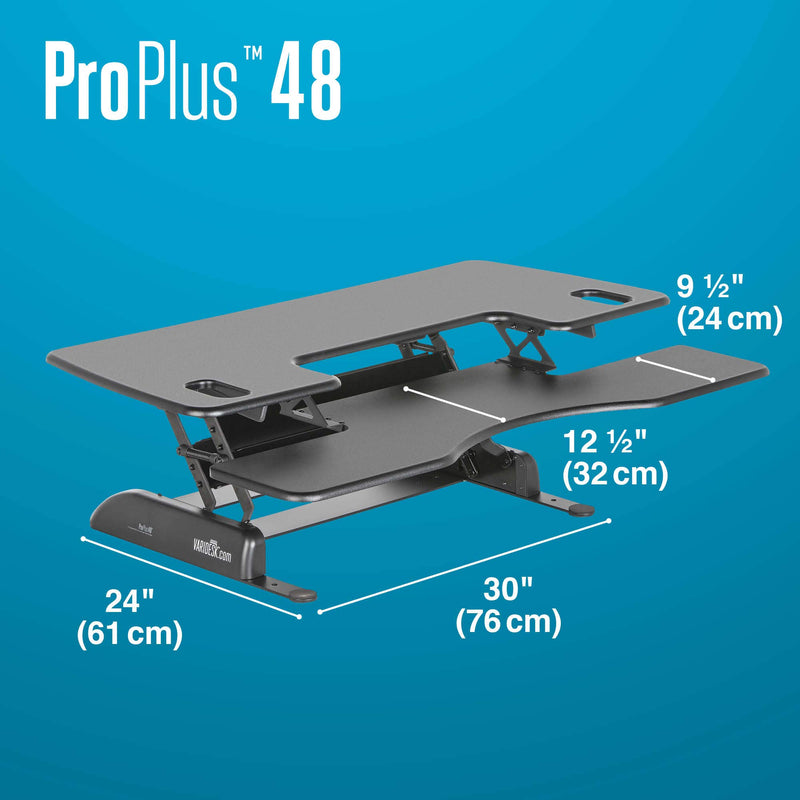 VARIDESK – Height Adjustable Standing Desk Converter – ProPlus 48 – Stand Up Desk for Dual Monitors – Black
