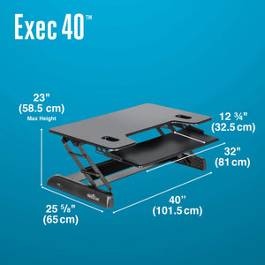 VARIDESK – Taller Height Adjustable Standing Desk Converter– Exec 40 – Stand Up Desk for Dual Monitors