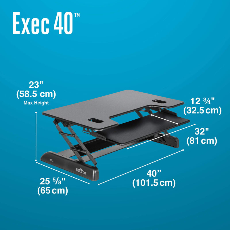 VARIDESK – Taller Height Adjustable Standing Desk Converter– Exec 40 – Stand Up Desk for Dual Monitors