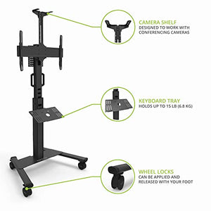 Kanto Rolling TV Stand with Keyboard Tray for 37"-77" TVs | Black